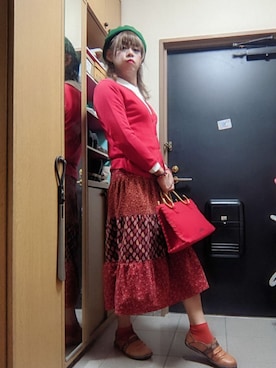 「アイテム（ハンチング/ベレー帽）」を使った、メグミ   ☆海乃  恵さん（レディース・171cm）の春コーディネート
