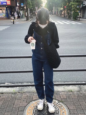 「GUコーデ」｜「アイテム（サロペット/オーバーオール）」を使った、ゆうりさん（レディース・156cm）の春コーディネート