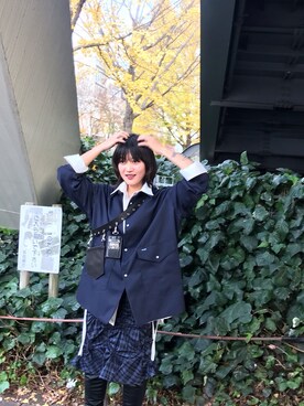 「SHINYAKOZUKA（シンヤコヅカ）のアイテム（ジャケット/アウター）」を使った、ナズさん（レディース・157cm）の冬コーディネート