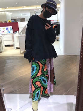 「YOKE（ヨーク）のアイテム」を使った、ナズさん（レディース・157cm）の冬コーディネート