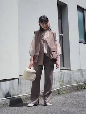 「YOKE（ヨーク）のアイテム」を使った、ナズさん（レディース・157cm）の春コーディネート