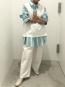 「SHINYAKOZUKA（シンヤコヅカ）のアイテム」を使った、ナズさん（レディース・157cm）の夏コーディネート