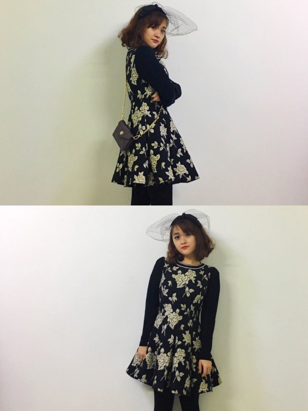 「springstlye、springstyle2017、ladylike、lady」｜「taobaoのアイテム（帽子、ブラック系）」を使った、shugengtwinsさん（レディース・158cm）の春コーディネートの1枚目の写真