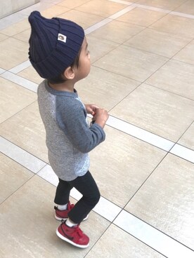 「AAPE BY A BATHING APE（エーエイプバイアベイシングエイプ）のアイテム（帽子）」を使った、ruisboyさん（キッズ・90cm）の秋コーディネート