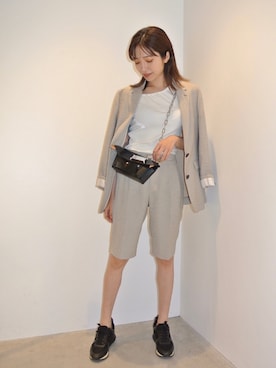 「バミューダパンツ」｜「アイテム（ジャケット/アウター）」を使った、清水 みゆきさん（レディース・157cm）の夏コーディネート