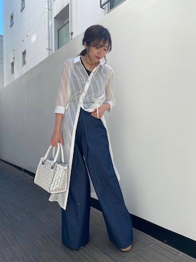 「JOHN LAWRENCE SULLIVAN」｜「アイテム（シャツワンピース）」を使った、清水 みゆきさん（レディース・157cm）の夏コーディネート