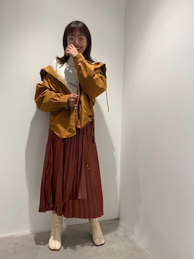 「Maison Margiela（メゾンマルジェラ）のアイテム（ブーツ）」を使った、清水 みゆきさん（レディース・157cm）の秋コーディネート