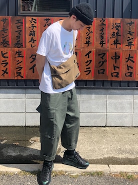 「Raphaのアイテム」を使った、はなまるさん（メンズ・173cm）の夏コーディネート