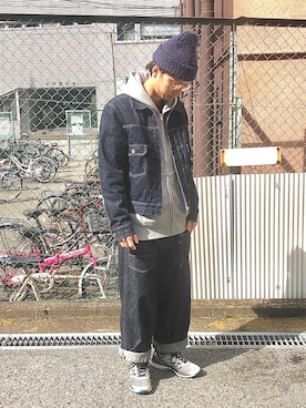 「COMME CA ISM（コムサイズム）のアイテム（デニムジャケット）」を使った、はなまるさん（メンズ・173cm）の冬コーディネート