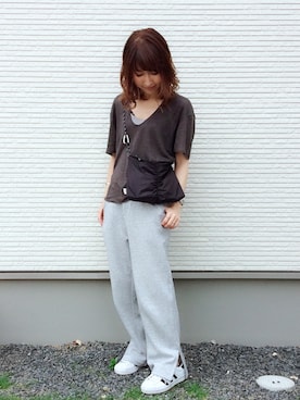 「TODAYFUL（トゥデイフル）のポケットナイロンサコッシュ（ボディバッグ/ウエストポーチ）」を使った、mi-ta◡̈✩さん（レディース・158cm）の夏コーディネート