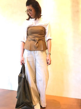 「アイテム（その他トップス、ブラウン系）」を使った、yukaさん（レディース・170cm）の秋コーディネート