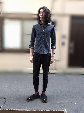 「H&M DIVIDED（エイチアンドエム　ディヴァイデッド）のアイテム（スラックス）」を使った、TSUYO-kickさん（メンズ・187cm）の春コーディネート