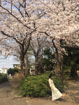 「Aラインスカート」｜「アイテム（サンダル）」を使った、keiさん（レディース・159cm）の春コーディネート