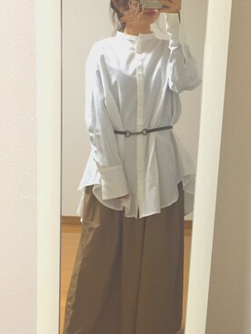 ベルトを使った スタンドカラーシャツ のレディース人気ファッションコーディネート Wear