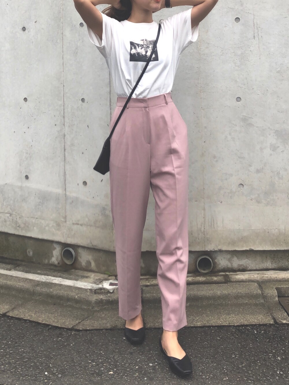 「プチプラコーデ、Tシャツ、夏コーデ」｜「POWANTO LUNEのアイテム（Tシャツ/カットソー、ホワイト系）」を使った、ぬ。さん（レディース・159cm）の夏コーディネートの1枚目の写真