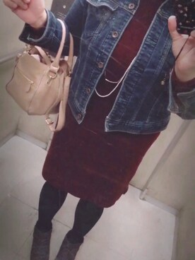 「OLD NAVY（オールドネイビー）のアイテム（ワンピース、レッド系）」を使った、mikaさん（レディース・168cm）の春コーディネート