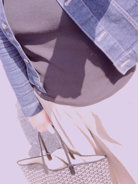 「UNIQLO（ユニクロ）のリブボートネックT（5分袖）（Tシャツ/カットソー）」を使った、mikaさん（レディース・168cm）の春コーディネート