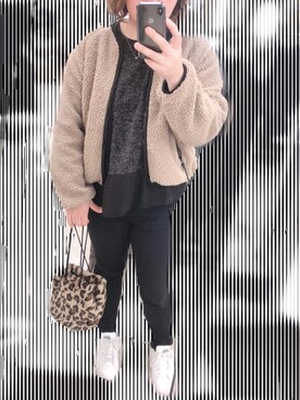 「coca（coca）（コカ）のアイテム（ブルゾン）」を使った、mikaさん（レディース・168cm）の冬コーディネート