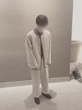 「epnok（エプノック）のアイテム（ノーカラーコート）」を使った、ナガムラさん（メンズ・176cm）の冬コーディネート