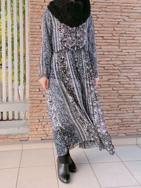 「パープル×黒」｜「アイテム（ファッション雑貨）」を使った、Kaori      さん（レディース・156cm）の冬コーディネート
