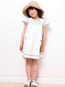 「Tartine et Chocolat（タルティーヌエショコラ）のアイテム（帽子）」を使った、BEBE ONLINE STOREさん（キッズ・110cm）の春コーディネート