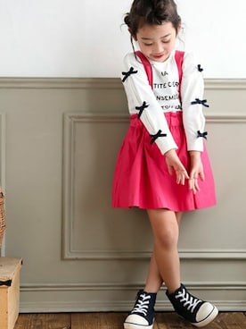 「リボンキャップ」｜BEBE ONLINE STOREさん（キッズ・112cm）の春コーディネート