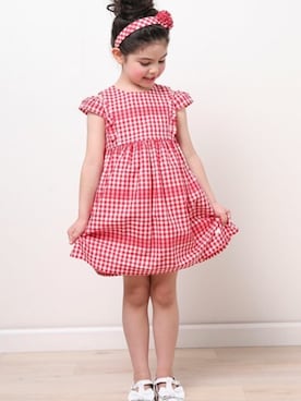 「#チェック」｜「アイテム（ワンピース/ドレス）」を使った、BEBE ONLINE STOREさん（キッズ・112cm）の夏コーディネート