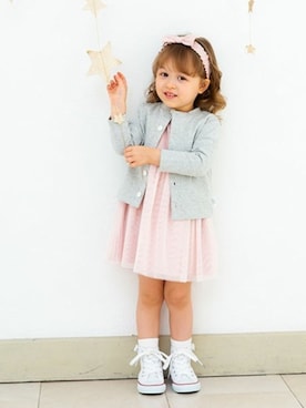 「アイテム（ロンパース、ブラック系）」を使った、BEBE ONLINE STOREさん（キッズ・92cm）の春コーディネート