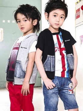 「＃デニム」｜「アイテム（サンダル）」を使った、BEBE ONLINE STOREさん（キッズ・114cm）の夏コーディネート
