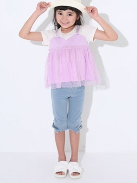 「BdeR（ビーデアール）のアイテム（帽子）」を使った、BEBE ONLINE STOREさん（キッズ・111cm）の夏コーディネート