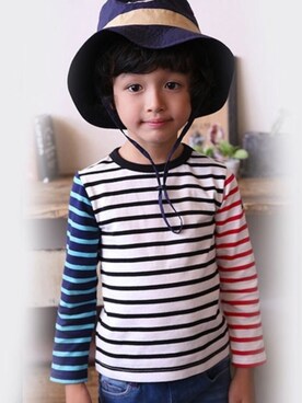 「BdeR（ビーデアール）のアイテム（帽子）」を使った、BEBE ONLINE STOREさん（キッズ・110cm）の夏コーディネート