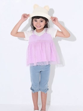 「BdeR（ビーデアール）のアイテム（帽子）」を使った、BEBE ONLINE STOREさん（キッズ・111cm）の夏コーディネート