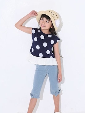 「BdeR（ビーデアール）のアイテム（帽子）」を使った、BEBE ONLINE STOREさん（キッズ・111cm）の夏コーディネート