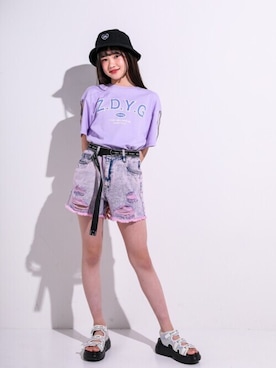 「ZIDDY」｜「アイテム（帽子）」を使った、BEBE ONLINE STOREさん（キッズ・150cm）の夏コーディネート
