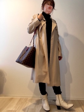 「LouisVuitton」｜「アイテム（トレンチコート）」を使った、くるみさん（レディース・156cm）の秋コーディネート