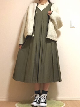 「コンバース ハイカット」｜「アイテム（ブルゾン）」を使った、ayaさん（レディース・160cm）の秋コーディネート