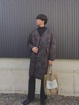 「HARE（ハレ）のアイテム（その他アウター、グリーン系）」を使った、artさん（メンズ・178cm）の冬コーディネート