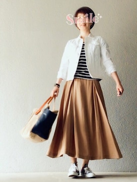 「coca（ANDEX shoes product）（コカ）のアイテム（Tシャツ/カットソー）」を使った、🍅とまと🍅さん（レディース・169cm）の春コーディネート