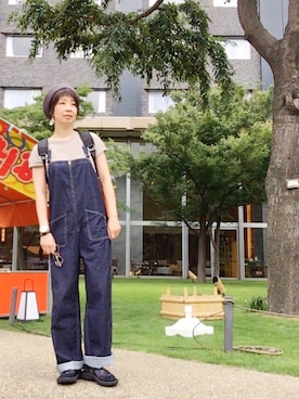 「おおぶりピアス」｜「アイテム（ハンチング/ベレー帽）」を使った、🍅とまと🍅さん（レディース・169cm）の夏コーディネート