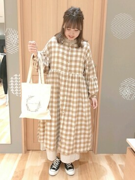 「着まわしコーデ」｜「アイテム（ワンピース/ドレス）」を使った、いちはら かなさん（レディース・163cm）の冬コーディネート