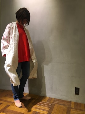 「カットオフ」｜「アイテム（その他アウター）」を使った、kanae  doiさん（レディース・154cm）の春コーディネート