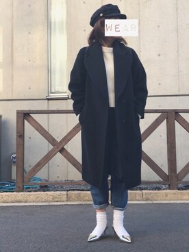 「シルバーシューズ」｜「アイテム（チェスターコート）」を使った、#K58さん（レディース・158cm）の冬コーディネート
