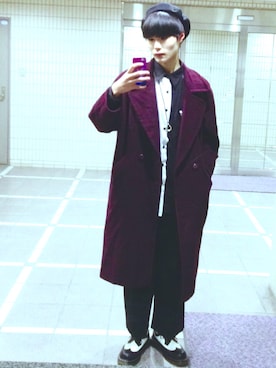「Dr. Martens（ドクターマーチン）のDr.Martens ウィングチップシューズ（ブーツ、ブラック系）」を使った、いちまつ君さん（メンズ・176cm）の冬コーディネート