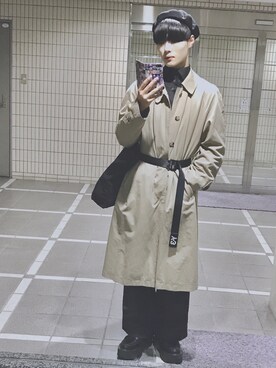 「YOSUKE（ヨースケ）のアイテム（ブーツ、ブラック系）」を使った、いちまつ君さん（メンズ・176cm）の春コーディネート