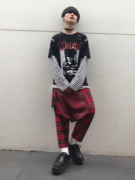 「YOSUKE（ヨースケ）のアイテム（ブーツ、ブラック系）」を使った、いちまつ君さん（メンズ・176cm）の春コーディネート