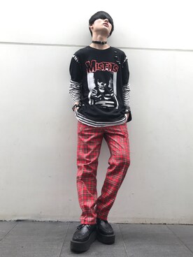 「YOSUKE（ヨースケ）のアイテム（ブーツ、ブラック系）」を使った、いちまつ君さん（メンズ・176cm）の春コーディネート