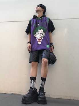 「DEMONIA（デモニア）のアイテム（ブーツ、ブラック系）」を使った、いちまつ君さん（メンズ・176cm）の春コーディネート