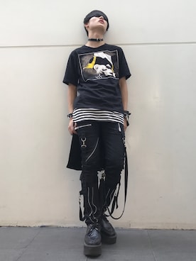 「YOSUKE（ヨースケ）のアイテム（ブーツ、ブラック系）」を使った、いちまつ君さん（メンズ・176cm）の春コーディネート