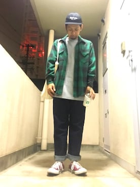 「ADAM ET ROPE'（アダムエロペ）のアイテム（キャップ）」を使った、potehe.higeoさん（メンズ・172cm）の秋コーディネート