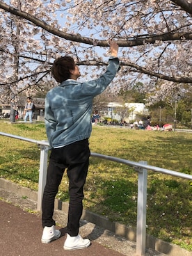 「花見コーデ」｜「アイテム（デニムジャケット）」を使った、翔太さん（メンズ・170cm）の春コーディネート